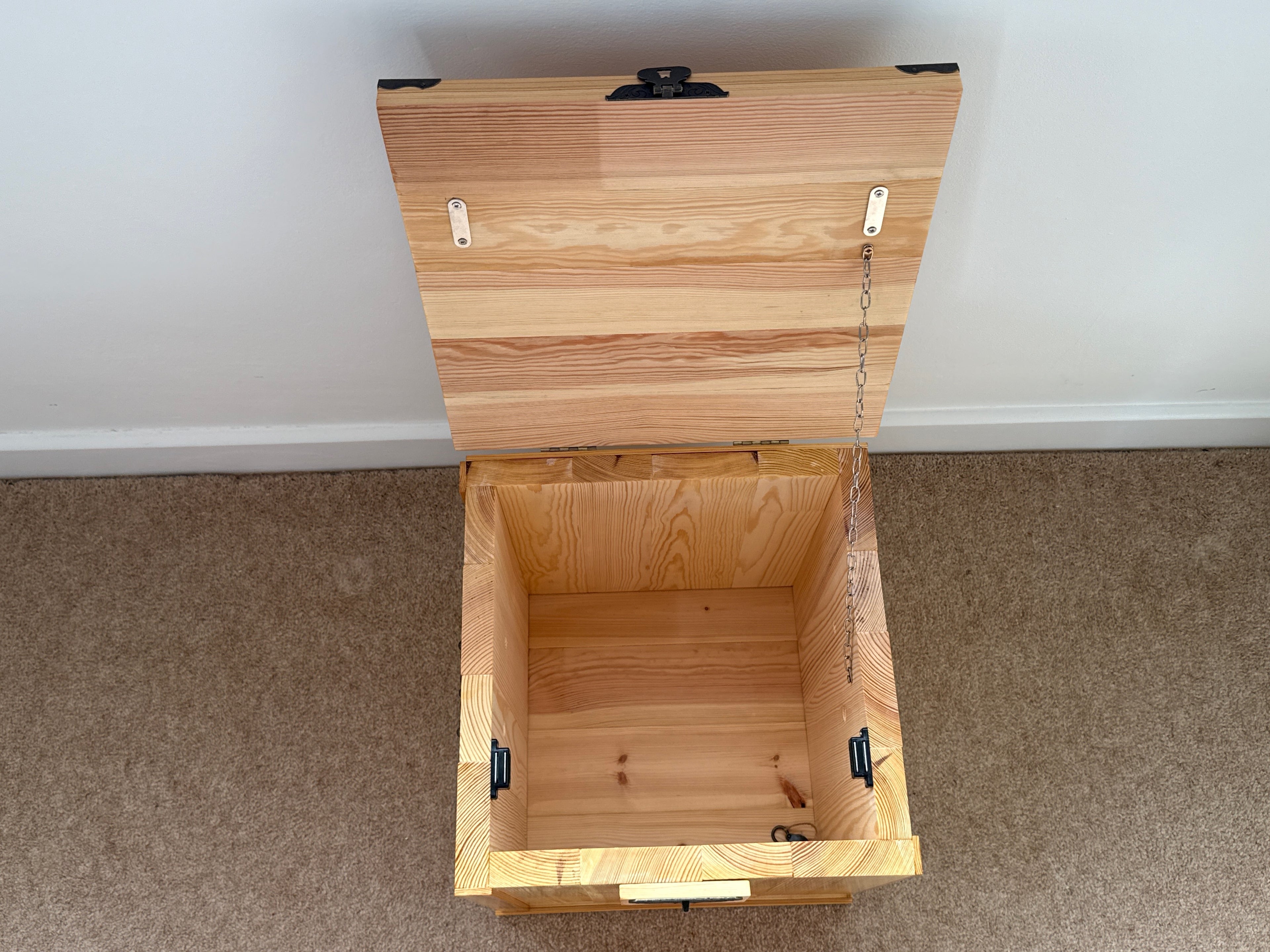Handcrafted Solid Wood Storage Chest with Lock