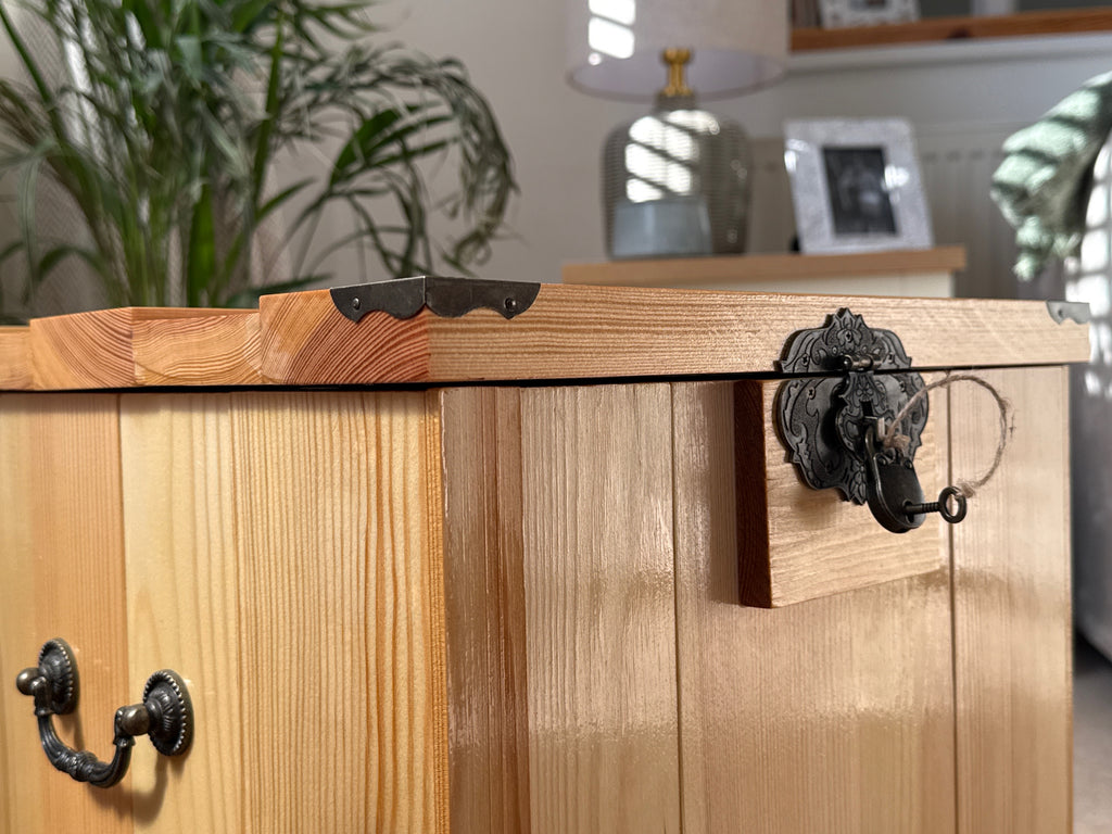 Handcrafted Solid Wood Storage Chest with Lock