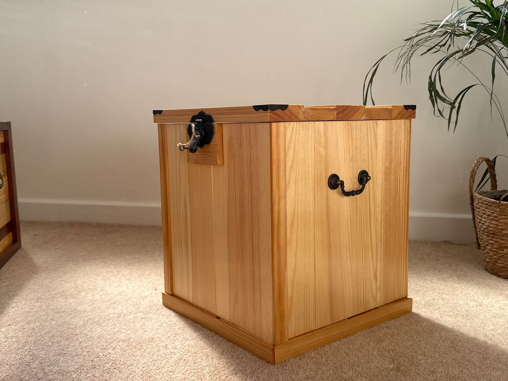 Handcrafted Solid Wood Storage Chest with Lock