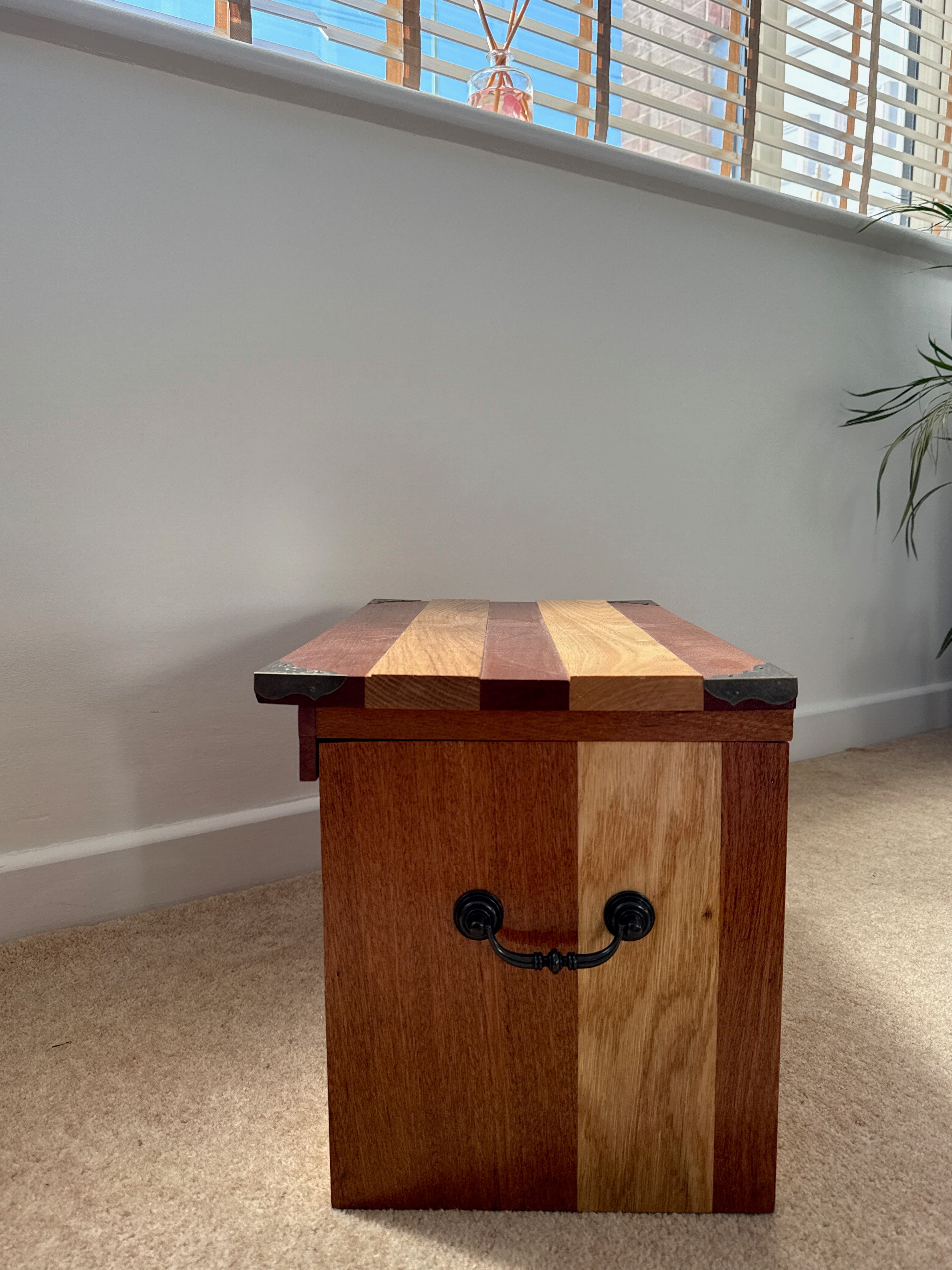 Handcrafted Solid Wood Storage Chest - Dark Hardwood Finish with Lock