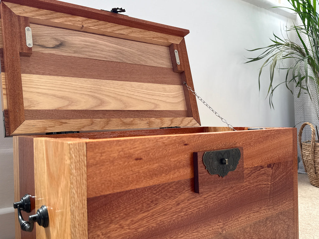 Handcrafted Solid Wood Storage Chest - Dark Hardwood Finish with Lock