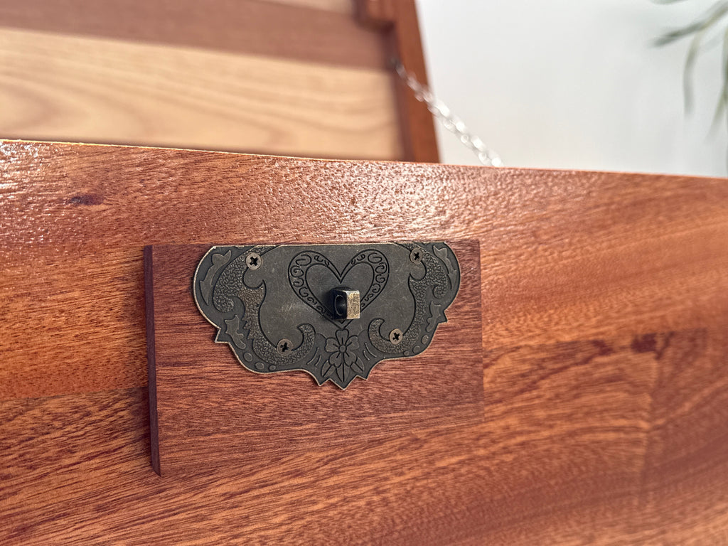 Handcrafted Solid Wood Storage Chest - Dark Hardwood Finish with Lock