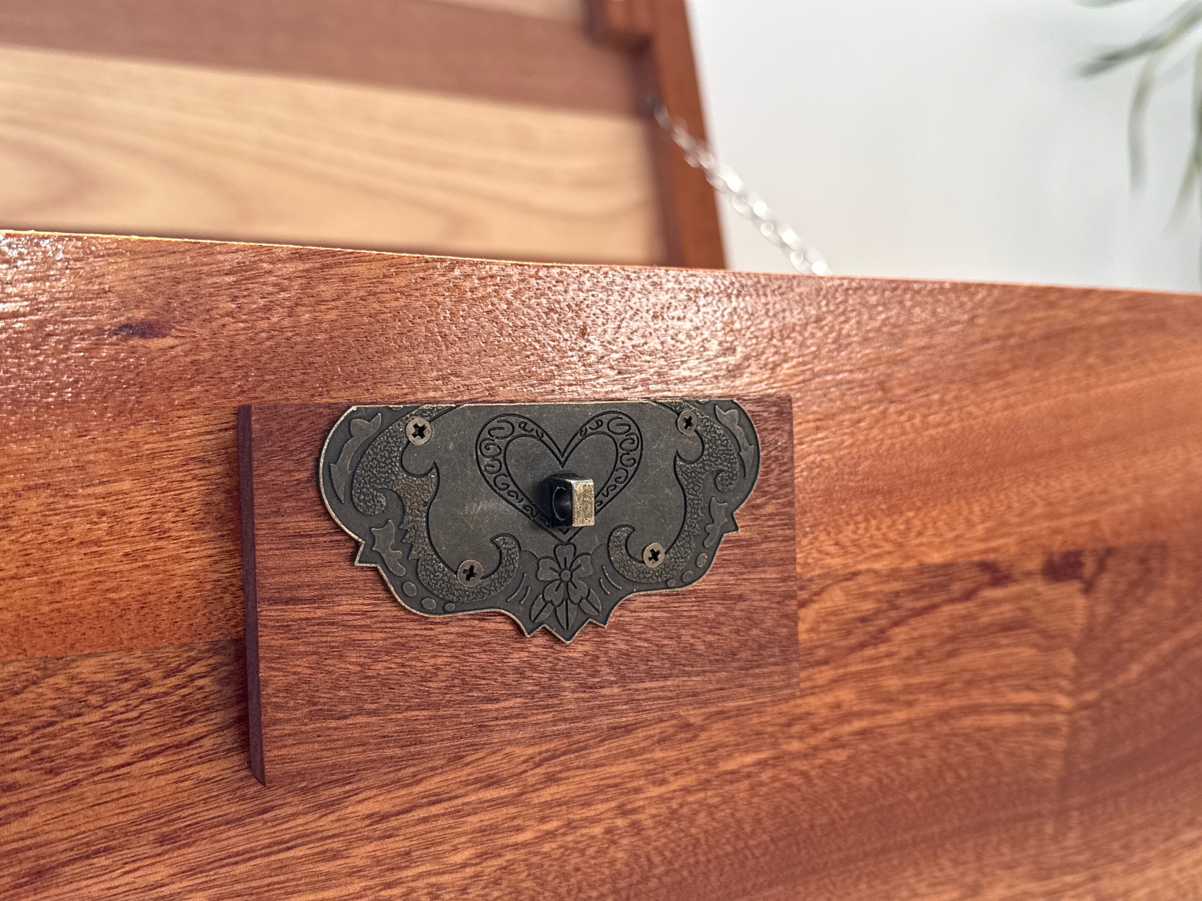 Handcrafted Solid Wood Storage Chest - Dark Hardwood Finish with Lock