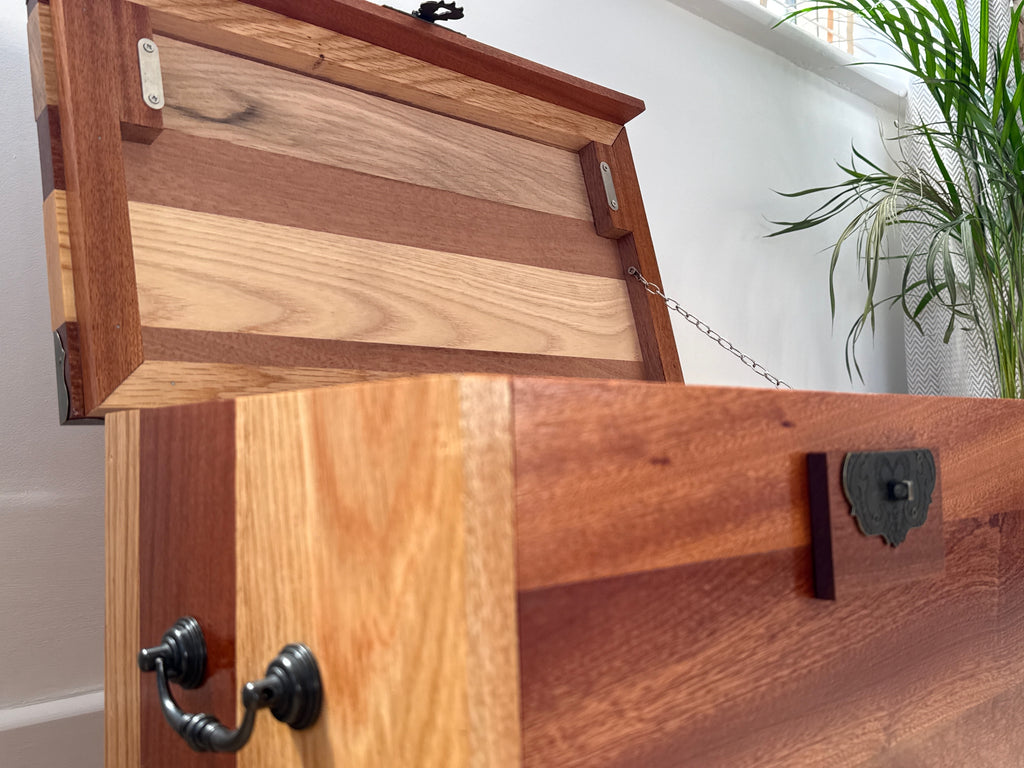 Handcrafted Solid Wood Storage Chest - Dark Hardwood Finish with Lock