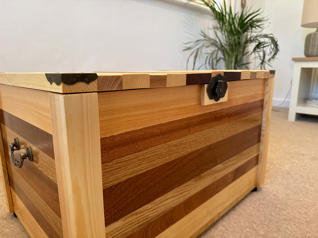 Large Handcrafted Solid Wood Storage Chest (690mm W) – Statement Storage Trunk