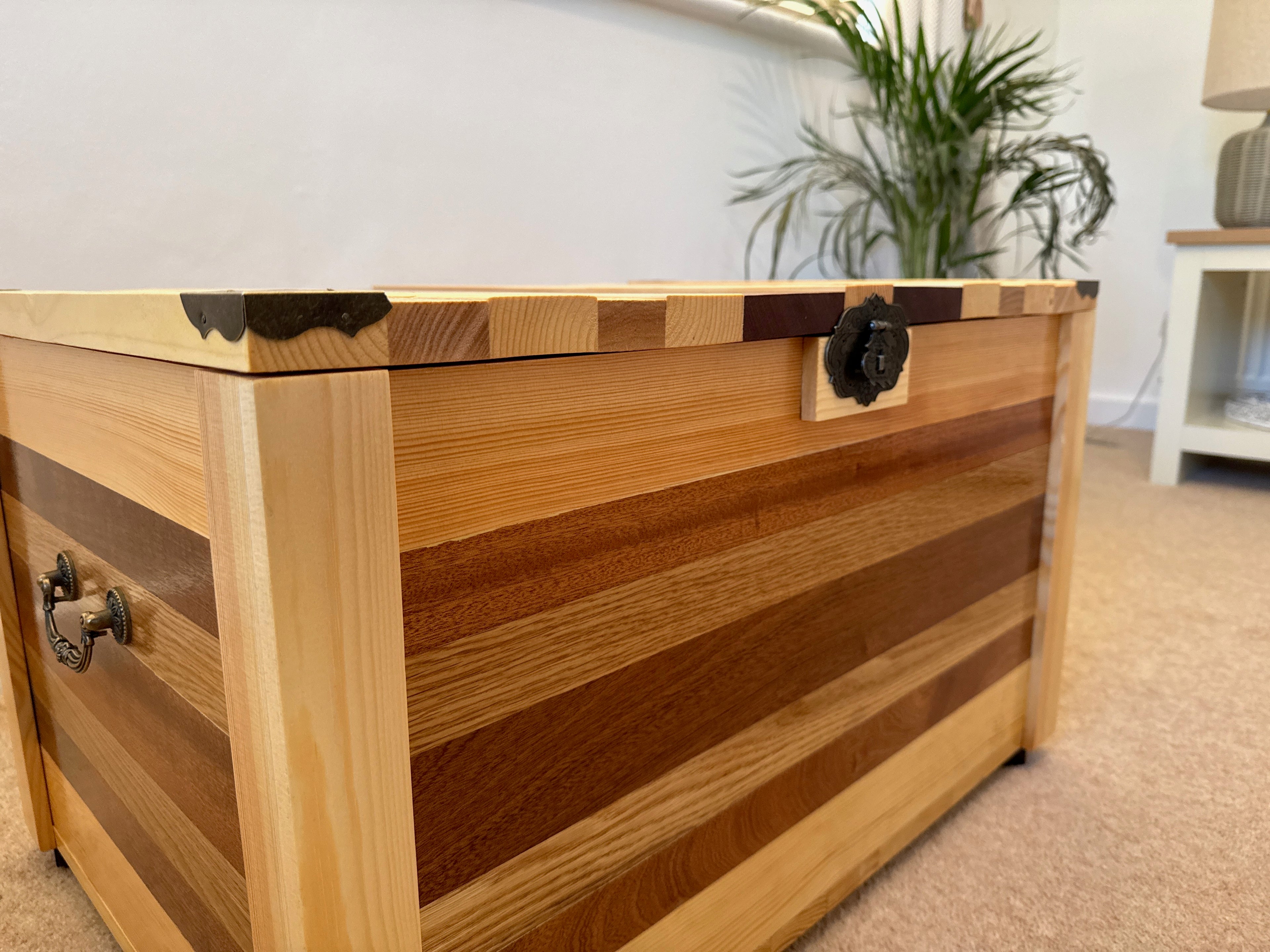Large Handcrafted Solid Wood Storage Chest (690mm W) – Statement Storage Trunk