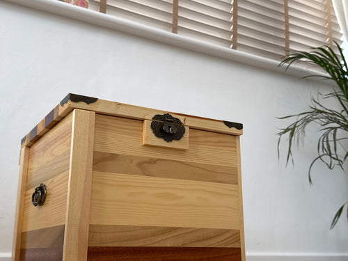 Handcrafted Solid Wood Storage Chest - Compact Side Table Trunk