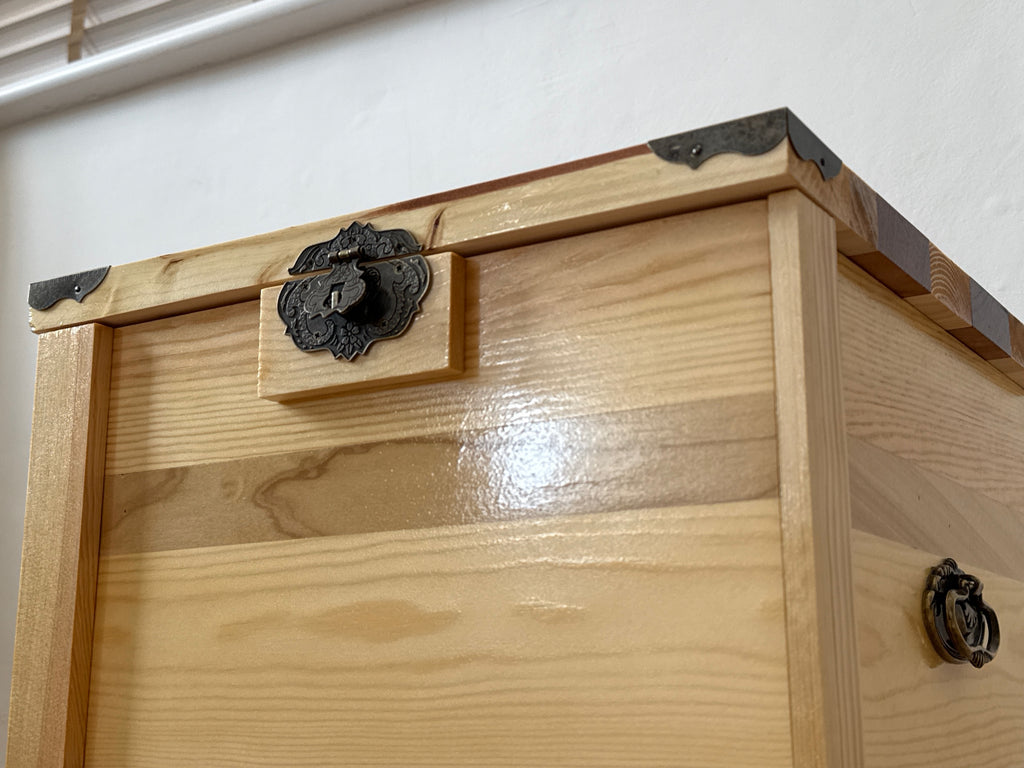 Handcrafted Solid Wood Storage Chest - Compact Side Table Trunk