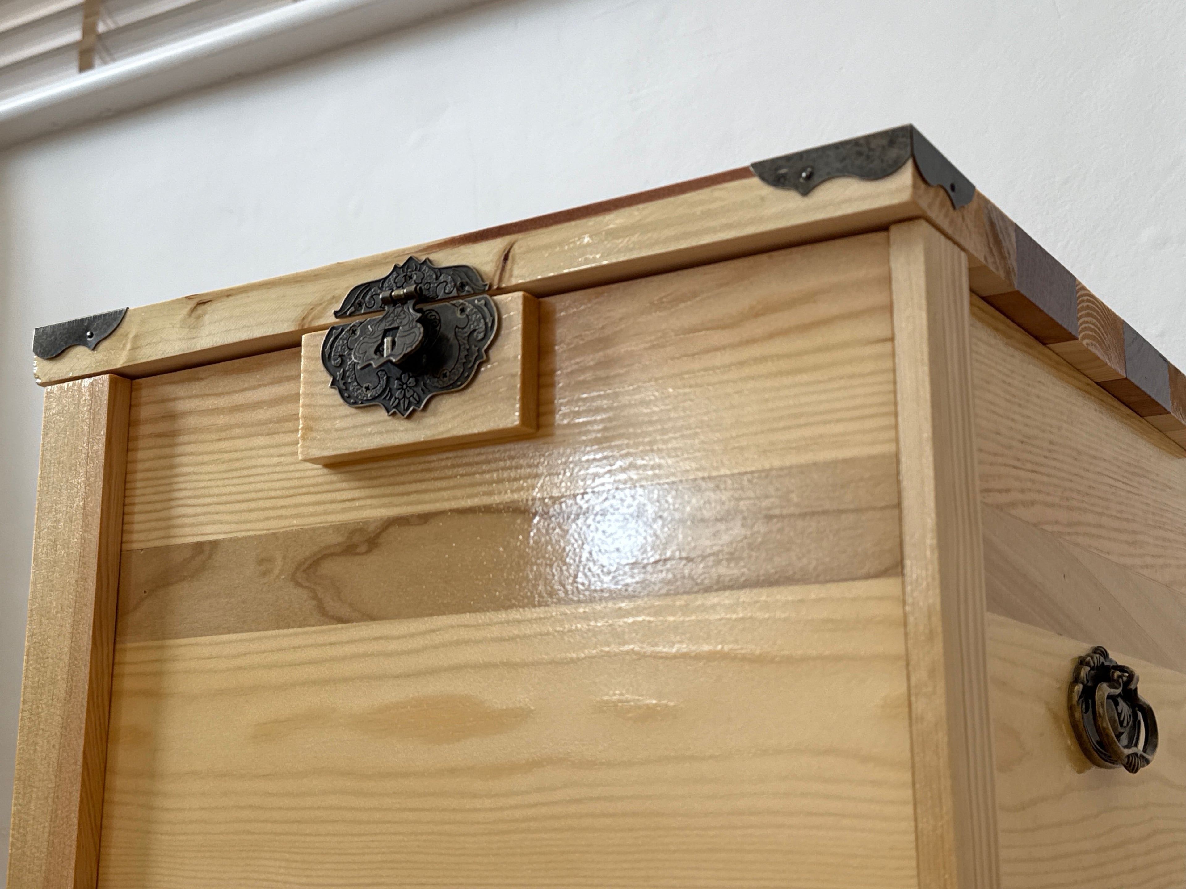 Handcrafted Solid Wood Storage Chest - Compact Side Table Trunk