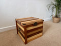 Handcrafted Solid Wood Storage Chest – Two-Tone Stripe Design
