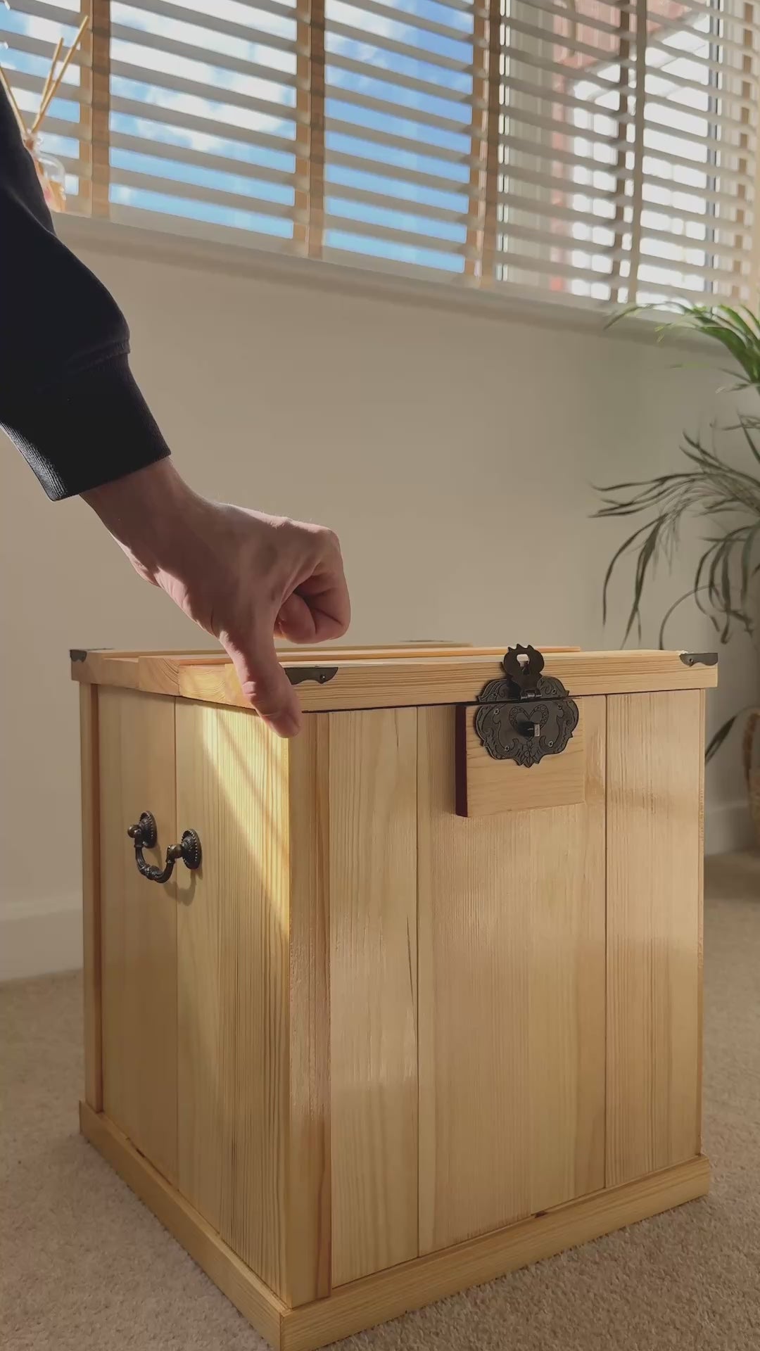 Handcrafted Solid Wood Storage Chest with Lock